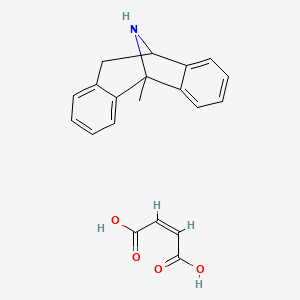 molecular formula C20H19NO4 B1670795 (+)-10,11-dihydro-5-methyl-5H-dibenzo(a,d)cyclohepten-5,10-diyldiammonium maleate CAS No. 77086-22-7