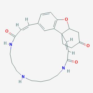 B1670811 17,19-Etheno-22H-benzofuro(3a,3-n)(1,5,10)triazacycloeicosine-3,14,22-trione, 4,5,6,7,8,9,10,11,12,13,20a,21,23,24-tetradecahydro- CAS No. 79298-94-5