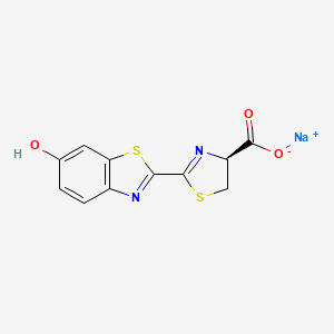 molecular formula C11H8N2NaO3S2 B1670818 4-Thiazolecarboxylic acid, 4,5-dihydro-2-(6-hydroxy-2-benzothiazolyl)-, sodium salt (1:1), (4S)- CAS No. 103404-75-7