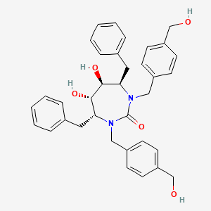 B1670831 (4r,5s,6s,7r)-4,7-Dibenzyl-5,6-dihydroxy-1,3-bis[4-(hydroxymethyl)benzyl]-1,3-diazepan-2-one CAS No. 151867-81-1