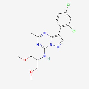 molecular formula C18H21Cl2N5O2 B1670833 8-(2,4-dichlorophenyl)-N-(1,3-dimethoxypropan-2-yl)-2,7-dimethylpyrazolo[5,1-f][1,3,5]triazin-4-amine CAS No. 202578-52-7