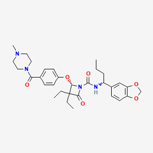 molecular formula C31H40N4O6 B1670835 (S)-N-((R)-1-(Benzo[d][1,3]dioxol-5-yl)butyl)-3,3-diethyl-2-(4-(4-methylpiperazine-1-carbonyl)phenoxy)-4-oxoazetidine-1-carboxamide CAS No. 157341-41-8