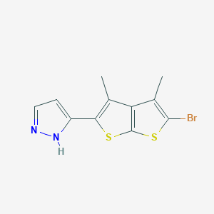 molecular formula C11H9BrN2S2 B1670841 5-(5-bromo-3,4-dimethylthieno[2,3-b]thiophen-2-yl)-1H-pyrazole CAS No. 1006021-30-2