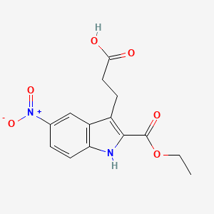 molecular formula C14H14N2O6 B1670842 3-(2-ethoxycarbonyl-5-nitro-1H-indol-3-yl)propanoic Acid CAS No. 261363-54-6