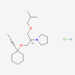 B1670886 Pyrrolidine, 1-(1-((2-methylpropoxy)methyl)-2-((1-(1-propynyl)cyclohexyl)oxy)ethyl)-, hydrochloride CAS No. 117241-47-1