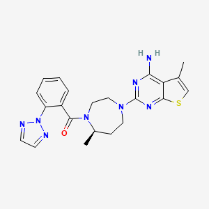 molecular formula C22H24N8OS B1670887 [(7R)-4-(4-Amino-5-methylthieno[2,3-d]pyrimidin-2-yl)hexahydro-7-methyl-1H-1,4-diazepin-1-yl][2-(2H-1,2,3-triazol-2-yl)phenyl]-methanone CAS No. 1030377-48-0