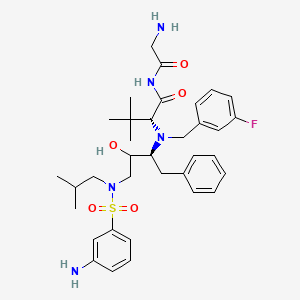 molecular formula C35H48FN5O5S B1670918 (2R)-N-(2-aminoacetyl)-2-[[(2S)-4-[(3-aminophenyl)sulfonyl-(2-methylpropyl)amino]-3-hydroxy-1-phenylbutan-2-yl]-[(3-fluorophenyl)methyl]amino]-3,3-dimethylbutanamide CAS No. 284661-68-3