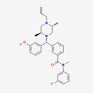 molecular formula C30H34FN3O2 B1670923 (+)-3-((alphaR)-alpha-((2S,5R)-4-Allyl-2,5-dimethyl-1-piperazinyl)-3-hydroxybenzyl)-N-(3-fluorophenyl)-N-methylbenzamide CAS No. 182417-73-8