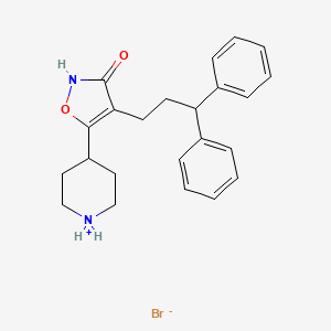 molecular formula C23H27BrN2O2 B1670925 4-(3,3-Diphenylpropyl)-5-piperidin-1-ium-4-yl-1,2-oxazol-3-one;bromide CAS No. 439944-69-1