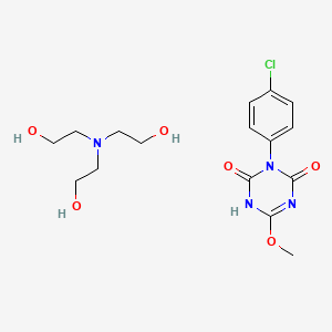 molecular formula C16H23ClN4O6 B1670930 1,3,5-Triazine-2,4(1H,3H)-dione, 3-(4-chlorophenyl)-6-methoxy-, compd. with 2,2',2''-nitrilotris(ethanol) (1:1) CAS No. 60575-85-1
