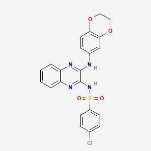 molecular formula C22H17ClN4O4S B1670935 4-chloro-N-[3-(2,3-dihydro-1,4-benzodioxin-6-ylamino)quinoxalin-2-yl]benzenesulfonamide CAS No. 372087-80-4