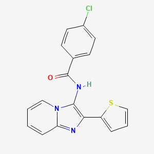 molecular formula C18H12ClN3OS B1670966 4-chloro-N-[2-(thiophen-2-yl)imidazo[1,2-a]pyridin-3-yl]benzamide CAS No. 374084-31-8