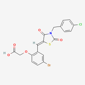 molecular formula C19H13BrClNO5S B1670976 2-(4-Bromo-2-((3-(4-chlorobenzyl)-2,4-dioxothiazolidin-5-ylidene)methyl)phenoxy)acetic acid CAS No. 428497-71-6