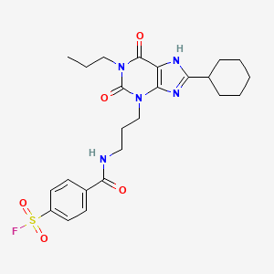 molecular formula C24H30FN5O5S B1670983 4-[3-(8-Cyclohexyl-2,6-dioxo-1-propyl-1,2,6,7-tetrahydro-purin-3-yl)-propylcarbamoyl]-benzenesulfonyl fluoride CAS No. 321907-03-3