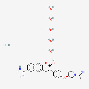 molecular formula C26H39ClN4O8 B1670999 2-(4-((1-Acetimidoyl-3-pyrrolidinyl)oxy)phenyl)-3-(7-amidino-2-naphthyl)propanoic acid hydrocloride pentahydrate CAS No. 155204-81-2