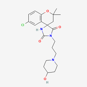 molecular formula C21H28ClN3O4 B1671008 Spiro(4H-1-benzopyran-4,4'-imidazolidine)-2',5'-dione, 2,3-dihydro-6-chloro-2,2-dimethyl-1'-(3-(4-hydroxy-1-piperidinyl)propyl)- CAS No. 99599-78-7
