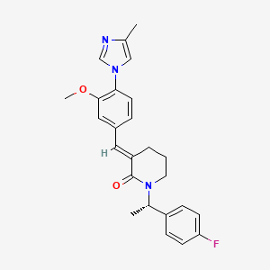 molecular formula C25H26FN3O2 B1671010 (E)-1-[(1S)-1-(4-Fluorophenyl)ethyl]-3-[3-methoxy-4-(4-methyl-1H-imidazol-1-YL)benzylidene]piperidin-2-one CAS No. 870843-42-8