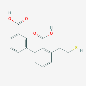 molecular formula C16H14O4S B1671011 3-(2-Mercaptoethyl)-[1,1'-biphenyl]-2,3'-dicarboxylic acid CAS No. 378242-00-3