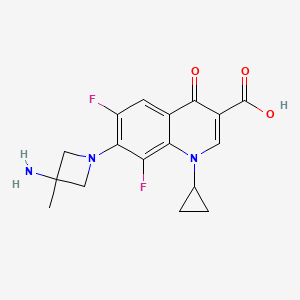 molecular formula C17H17F2N3O3 B1671018 3-Quinolinecarboxylic acid, 7-(3-amino-3-methyl-1-azetidinyl)-1-cyclopropyl-6,8-difluoro-1,4-dihydro-4-oxo- CAS No. 124668-12-8