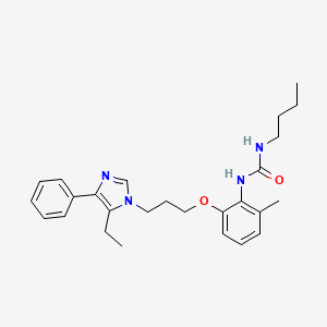 molecular formula C26H34N4O2 B1671021 Urea, N-butyl-N'-(2-(3-(5-ethyl-4-phenyl-1H-imidazol-1-yl)propoxy)-6-methylphenyl)- CAS No. 141799-76-0
