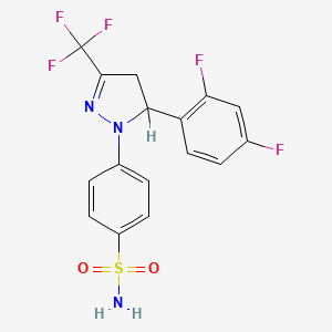 molecular formula C16H12F5N3O2S B1671024 1-(4-aminosulphonylphenyl)-5-(2,4-difluorophenyl)-4,5-dihydro-3-trifluoromethyl-1H-pyrazole CAS No. 251442-94-1