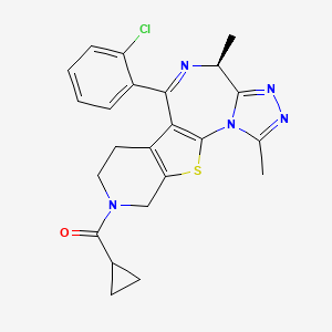 molecular formula C23H22ClN5OS B1671025 [(7S)-9-(2-chlorophenyl)-3,7-dimethyl-17-thia-2,4,5,8,14-pentazatetracyclo[8.7.0.02,6.011,16]heptadeca-1(10),3,5,8,11(16)-pentaen-14-yl]-cyclopropylmethanone CAS No. 131614-02-3