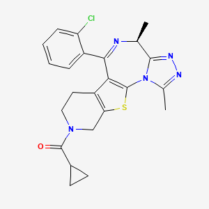 B1671025 4H-Pyrido(4',3':4,5)thieno(3,2-f)(1,2,4)triazolo(4,3-a)(1,4)diazepine, 7,8,9,10-tetrahydro-6-(2-chlorophenyl)-9-(cyclopropylcarbonyl)-1,4-dimethyl-, (S)- CAS No. 131614-02-3