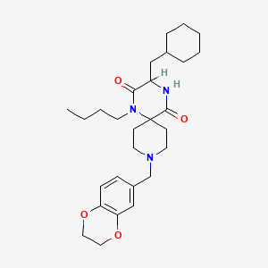 molecular formula C28H41N3O4 B1671029 1,4,9-Triazaspiro(5.5)undecane-2,5-dione, 1-butyl-3-(cyclohexylmethyl)-9-((2,3-dihydro-1,4-benzodioxin-6-yl)methyl)- CAS No. 342394-93-8