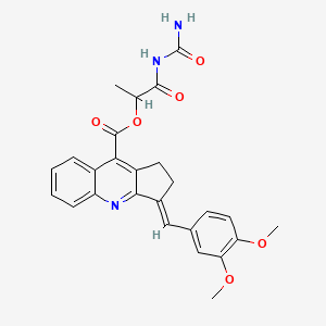 1-(Carbamoylamino)-1-oxopropan-2-yl 3-[(3,4-dimethoxyphenyl)methylidene]-1H,2H,3H-cyclopenta[b]quinoline-9-carboxylate