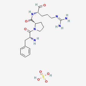 molecular formula C20H32N6O7S B1671124 (2S)-1-[(2R)-2-Amino-3-phenylpropanoyl]-N-[(2S)-5-(diaminomethylideneamino)-1-oxopentan-2-yl]pyrrolidine-2-carboxamide;sulfuric acid CAS No. 83997-16-4