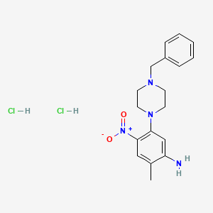 molecular formula C18H24Cl2N4O2 B1671140 Benzenamine, 2-methyl-4-nitro-5-(4-(phenylmethyl)-1-piperazinyl)-, dihydrochloride CAS No. 755040-97-2