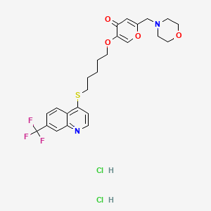molecular formula C25H29Cl2F3N2O4S B1671146 5-(5-(7-(Trifluoromethyl)quinolin-4-ylthio)pentyloxy)-2-(morpholinomethyl)-4H-pyran-4-one dihydrochloride CAS No. 754240-09-0