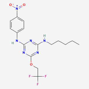 molecular formula C16H19F3N6O3 B1671147 N-(4-nitrophenyl)-N'-pentyl-6-(2,2,2-trifluoroethoxy)-1,3,5-triazine-2,4-diamine CAS No. 301211-35-8