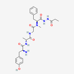 molecular formula C27H36N6O6 B1671151 Tyrosyl-alanyl-glycyl-methylphenylalanine-2-(1-oxopropyl)hydrazide CAS No. 72732-46-8