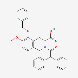 molecular formula C32H29NO5 B1671198 2-(2,2-diphenylacetyl)-6-methoxy-5-phenylmethoxy-3,4-dihydro-1H-isoquinoline-3-carboxylic Acid CAS No. 152362-51-1
