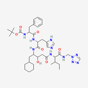 tert-butyl N-[1-[[1-[[1-cyclohexyl-3-hydroxy-5-[[3-methyl-1-oxo-1-(tetrazol-2-ylmethylamino)pentan-2-yl]amino]-5-oxopentan-2-yl]amino]-3-(1H-imidazol-5-yl)-1-oxopropan-2-yl]amino]-1-oxo-3-phenylpropan-2-yl]carbamate