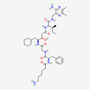 molecular formula C41H65N9O6 B1671208 (2S,3S)-N-[(3-amino-5,6-dimethylpyrazin-2-yl)methyl]-2-[[(3S,4S)-4-[[2-[[(2S)-2-(6-aminohexanoylamino)-3-phenylpropanoyl]amino]acetyl]amino]-5-cyclohexyl-3-hydroxypentanoyl]amino]-3-methylpentanamide CAS No. 126784-34-7