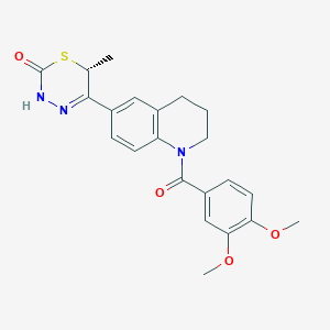 molecular formula C22H23N3O4S B1671210 5-[1-(3,4-dimethoxybenzoyl)-3,4-dihydro-2H-quinolin-6-yl]-6-methyl-3,6-dihydro-1,3,4-thiadiazin-2-one CAS No. 147527-31-9