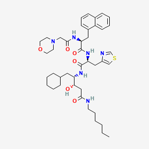 B1671240 (3S,4S)-5-cyclohexyl-N-hexyl-3-hydroxy-4-[[(2S)-2-[[(2S)-2-[(2-morpholin-4-ylacetyl)amino]-3-naphthalen-1-ylpropanoyl]amino]-3-(1,3-thiazol-4-yl)propanoyl]amino]pentanamide CAS No. 129445-88-1