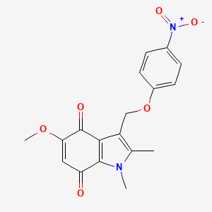 molecular formula C18H16N2O6 B1671242 5-Methoxy-1,2-dimethyl-3-[(4-nitrophenoxy)methyl]indole-4,7-dione CAS No. 192820-78-3
