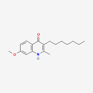 molecular formula C18H25NO2 B1671275 3-Heptyl-4-hydroxy-7-methoxy-2-methylquinoline CAS No. 354155-51-4