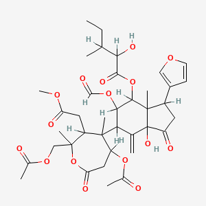 molecular formula C38H50O16 B1671279 PRIEURIANIN FROM GUAREA TRICHILIOIDES CAS No. 57672-91-0