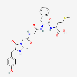 molecular formula C29H37N5O7S B1671298 L-Methionine, N-(N-(N-((4-((4-hydroxyphenyl)methyl)-2-methyl-5-oxo-1-imidazolidinyl)acetyl)glycyl)-L-phenylalanyl)- CAS No. 74080-62-9