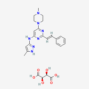 molecular formula C25H31N7O6 B1671335 ENMD-2076 L-(+)-Tartaric acid CAS No. 1453868-32-0