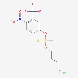 molecular formula C12H14ClF3NO4PS B1671353 Phosphonothioic acid, methyl-, O-(4-chlorobutyl) O-(4-nitro-3-(trifluoromethyl)phenyl) ester CAS No. 3954-73-2