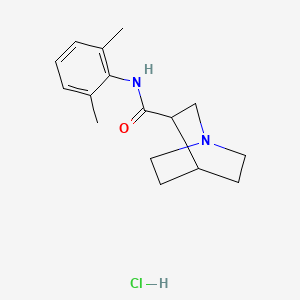 molecular formula C16H23ClN2O B1671366 1-Azabicyclo(2.2.2)octane-3-carboxamide, N-(2,6-dimethylphenyl)-, monohydrochloride (9CI) CAS No. 23581-62-6