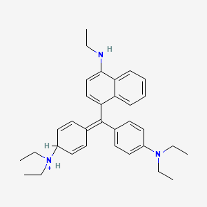 molecular formula C66H83MoN6O8P B1671387 Ethanaminium, N-(4-((4-(diethylamino)phenyl)(4-(ethylamino)-1-naphthalenyl)methylene)-2,5-cyclohexadien-1-ylidene)-N-ethyl-, molybdatephosphate CAS No. 68409-66-5