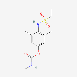 molecular formula C12H18N2O4S B1671388 Ethanesulfonamide, N-(2,6-dimethyl-4-(((methylamino)carbonyl)oxy)phenyl)- CAS No. 64748-21-6