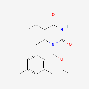 molecular formula C19H26N2O3 B1671413 6-(3',5'-Dimethylbenzyl)-1-ethoxymethyl-5-isopropyluracil CAS No. 149950-61-8