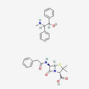 molecular formula C31H35N3O5S B1671477 (2S,5R,6R)-3,3-dimethyl-7-oxo-6-[(2-phenylacetyl)amino]-4-thia-1-azabicyclo[3.2.0]heptane-2-carboxylic acid;(1R,2R)-2-(methylamino)-1,2-diphenylethanol CAS No. 7177-43-7